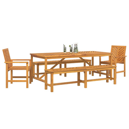 vidaXL Garden Dining Set 5 pcs Brown Solid Acacia Wood - 200 x 90 x 74 cm