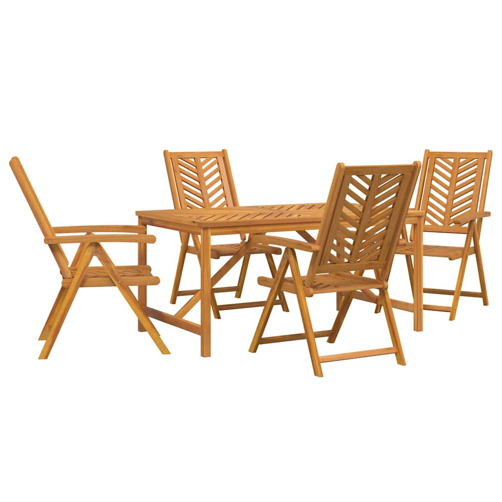 vidaXL Garden Dining Set 5 pcs Brown Solid Acacia Wood - 150 x 90 x 74 cm - 23639