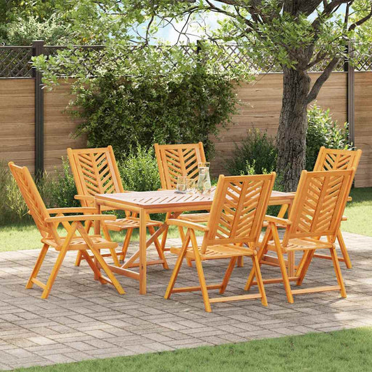 vidaXL Garden Dining Set 7 pcs Brown Solid Acacia Wood - 150 x 90 x 74 cm - 23650