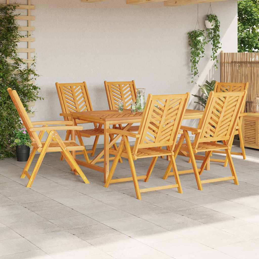 vidaXL Garden Dining Set 7 pcs Brown Solid Acacia Wood - 150 x 90 x 74 cm - 23650