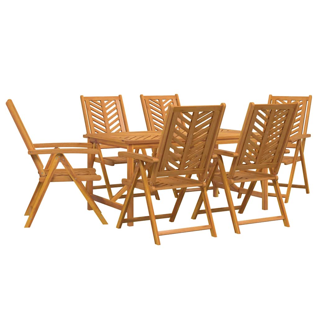 vidaXL Garden Dining Set 7 pcs Brown Solid Acacia Wood - 150 x 90 x 74 cm - 23650