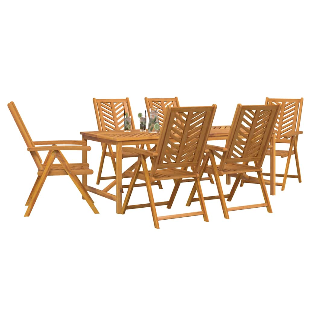 vidaXL Garden Dining Set 7 pcs Brown Solid Acacia Wood - 200 x 90 x 74 cm - 23659