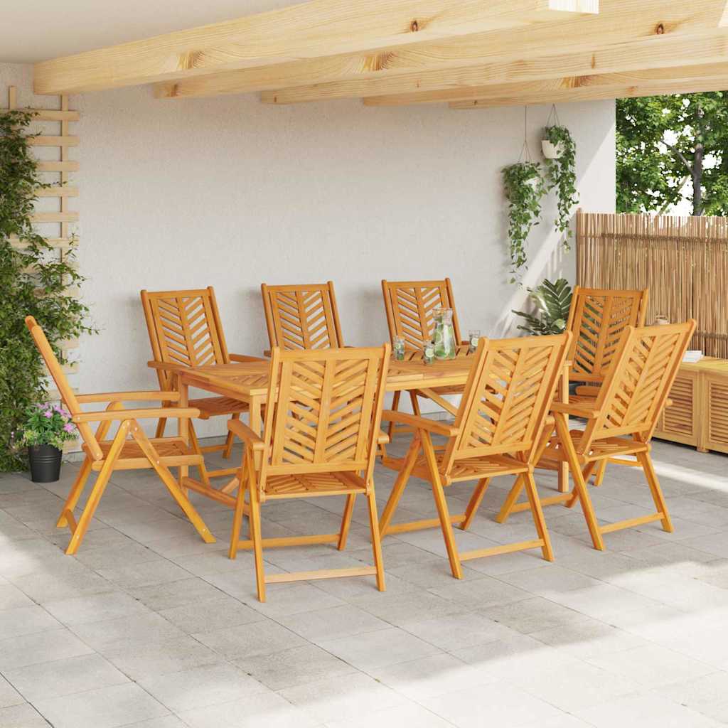 vidaXL Garden Dining Set 9 pcs Brown Solid Acacia Wood - 200 x 90 x 74 cm - 23660