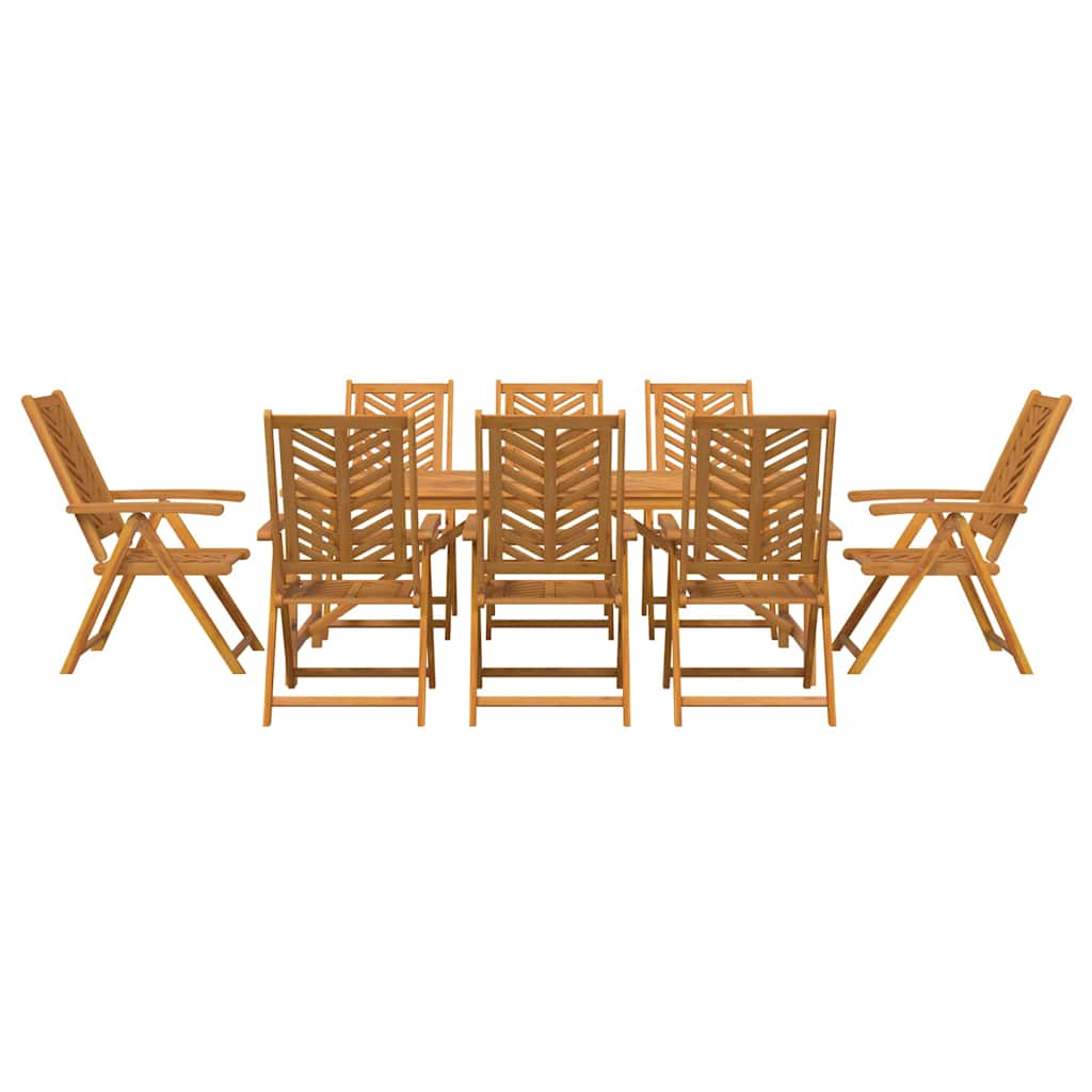 vidaXL Garden Dining Set 9 pcs Brown Solid Acacia Wood - 200 x 90 x 74 cm - 23660