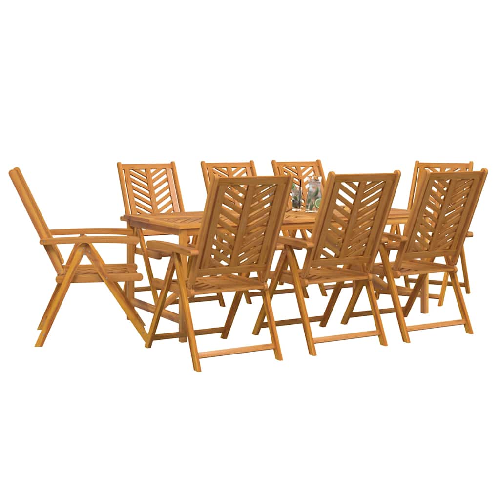 vidaXL Garden Dining Set 9 pcs Brown Solid Acacia Wood - 200 x 90 x 74 cm - 23660