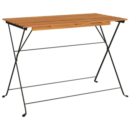 vidaXL Folding Bistro Table 100x54x71 cm Solid Wood Acacia and Steel - Brown