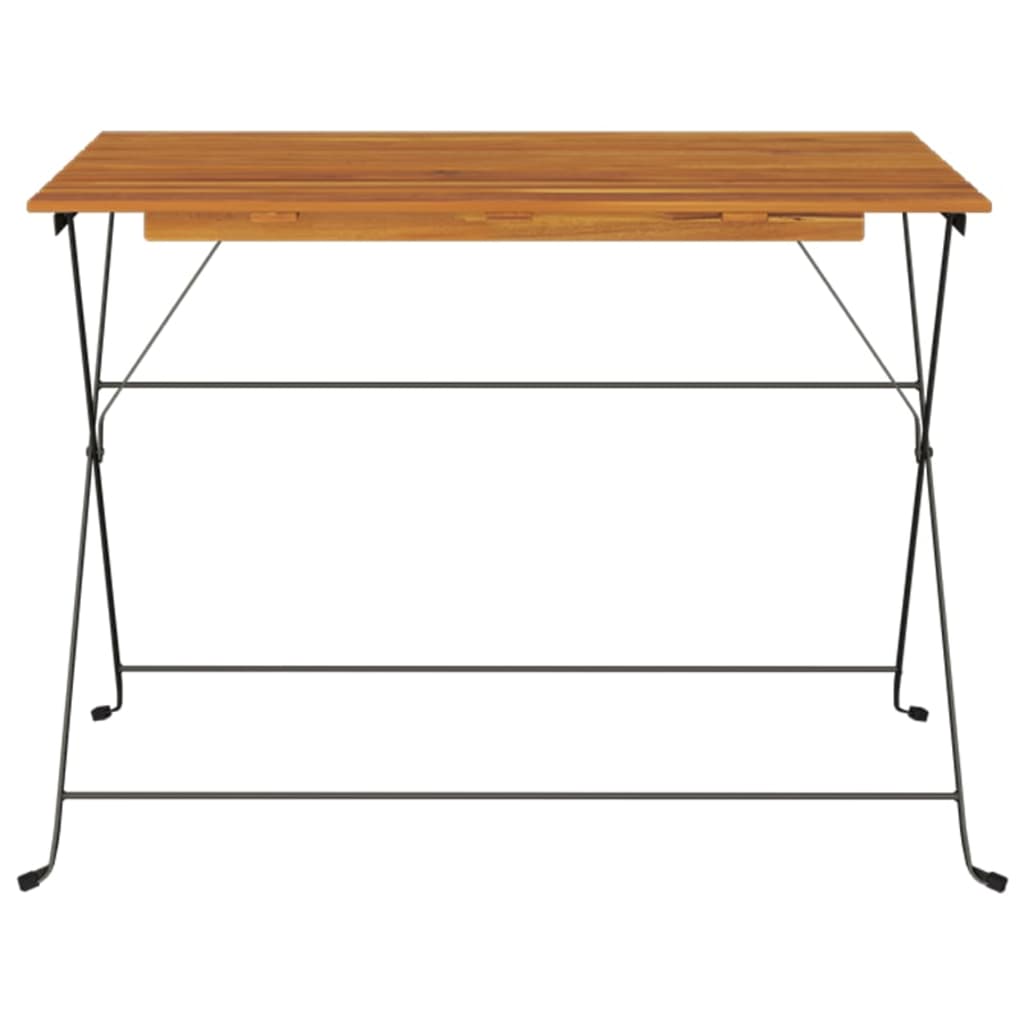 vidaXL Folding Bistro Table 100x54x71 cm Solid Wood Acacia and Steel - Brown