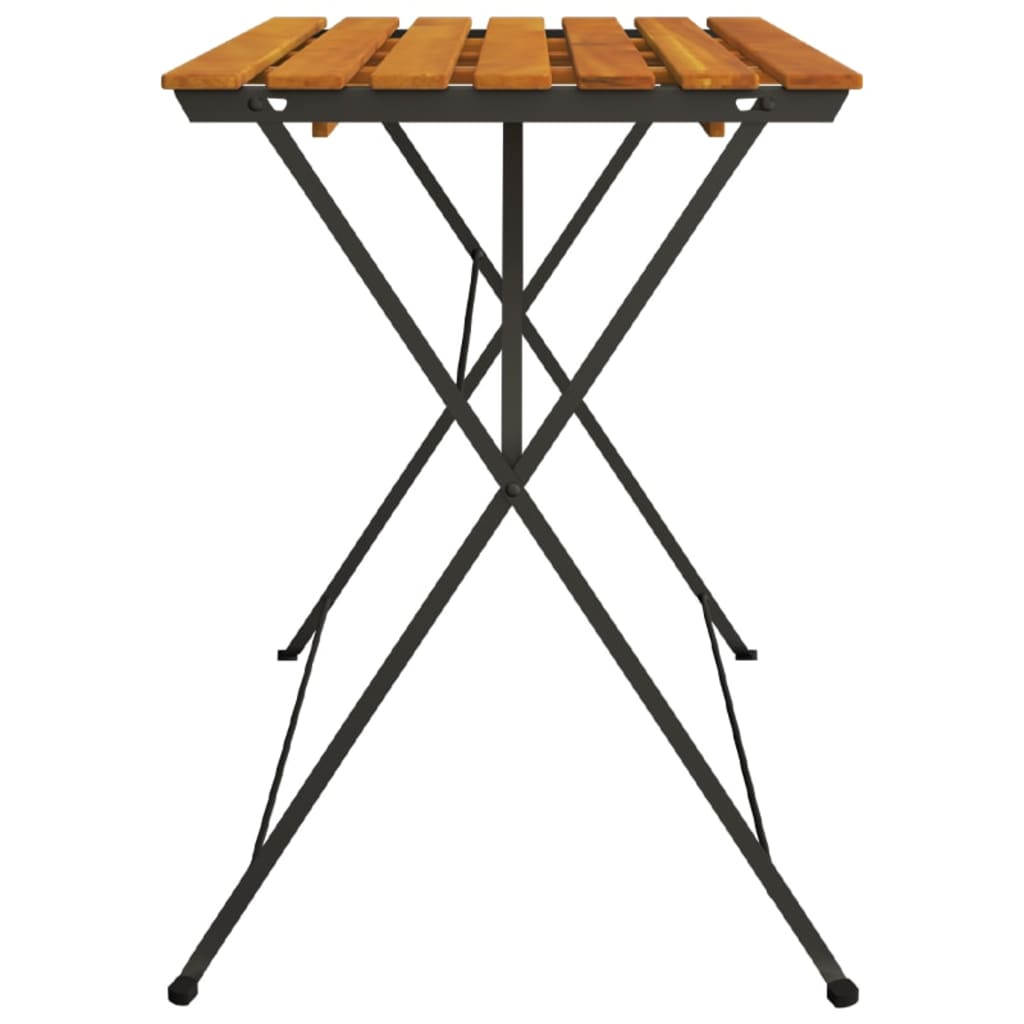 vidaXL Folding Bistro Table 100x54x71 cm Solid Wood Acacia and Steel - Brown