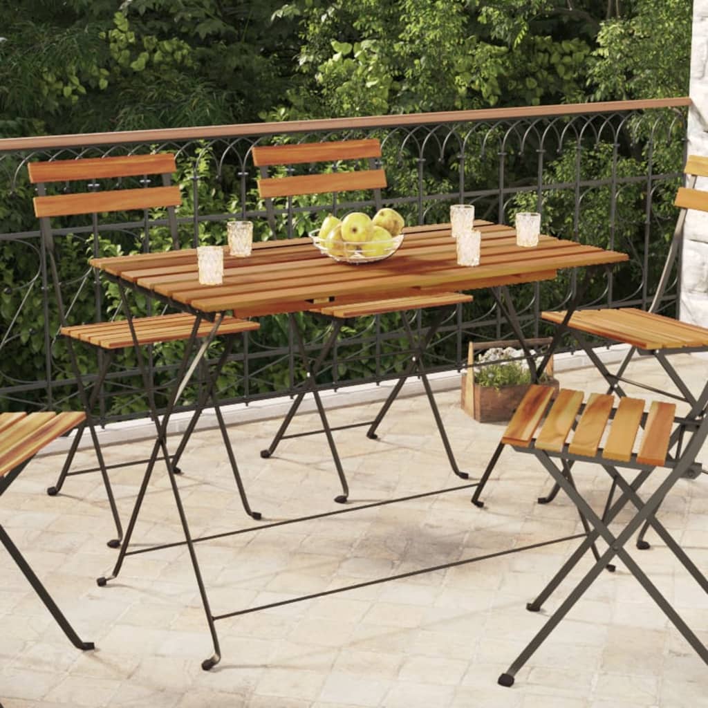 vidaXL Folding Bistro Table 100x54x71 cm Solid Wood Acacia and Steel - Brown