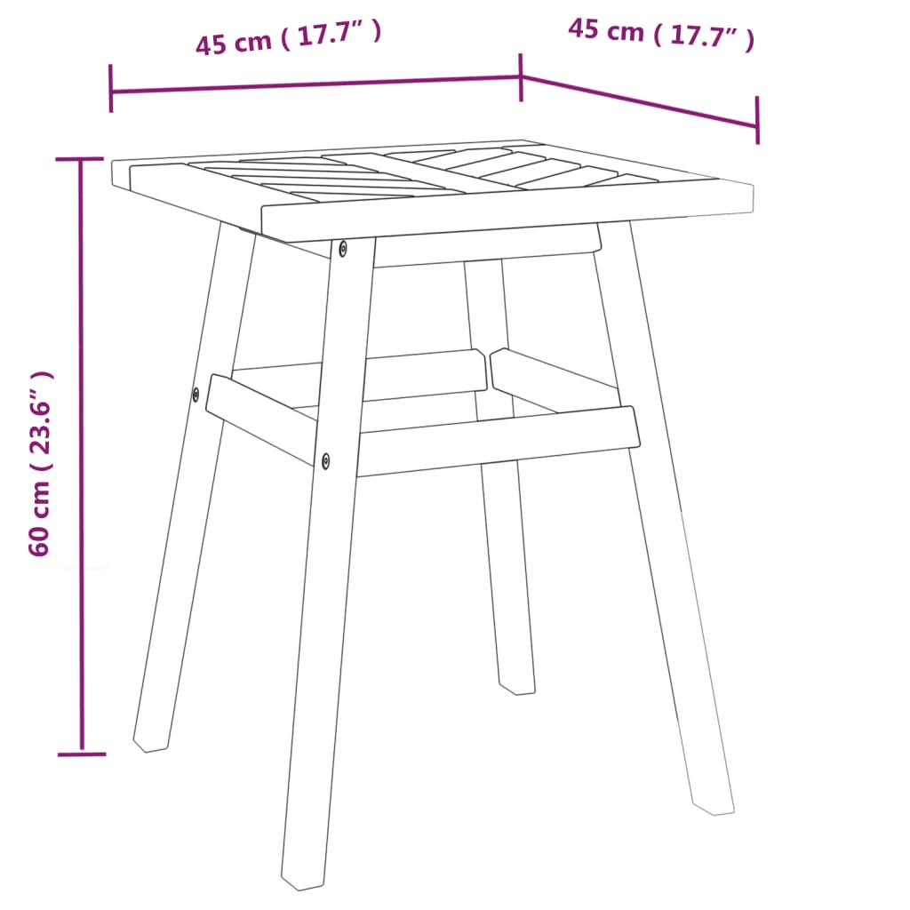 vidaXL Side Table 45x45x60 cm Solid Wood Acacia - Brown