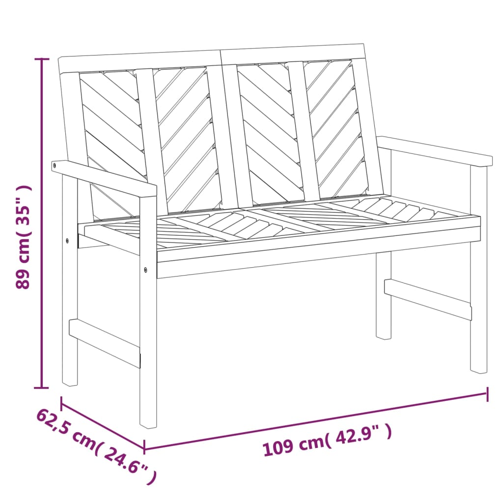 vidaXL Garden Bench 109 cm Solid Wood Acacia - Brown
