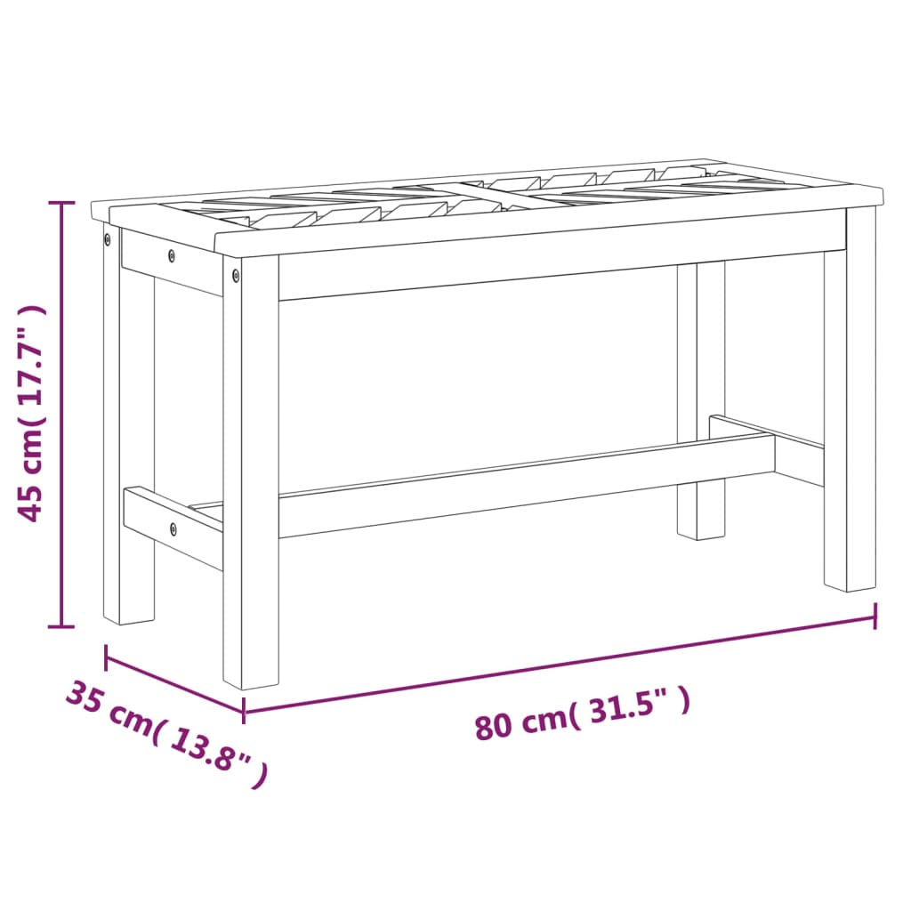 vidaXL Garden Bench 80 cm Solid Wood Acacia - Brown - 80 x 35 x 45 cm