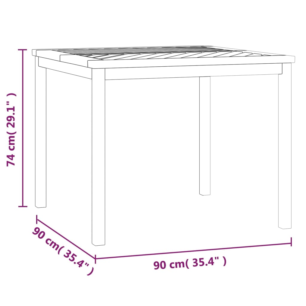 vidaXL Garden Dining Table 90x90x74 cm Solid Wood Acacia - Brown