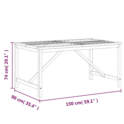 vidaXL Garden Dining Table 150x90x74 cm Solid Wood Acacia - Brown