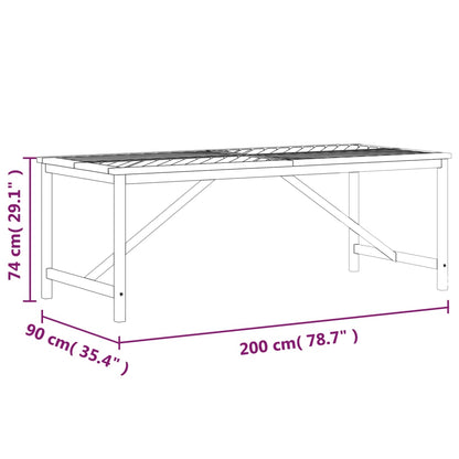 vidaXL Garden Dining Table 200x90x74 cm Solid Wood Acacia - Brown
