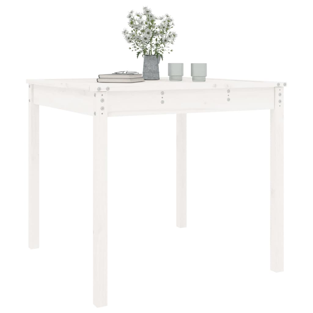 vidaXL Garden Table White 82.5x82.5x76 cm Solid Wood Pine