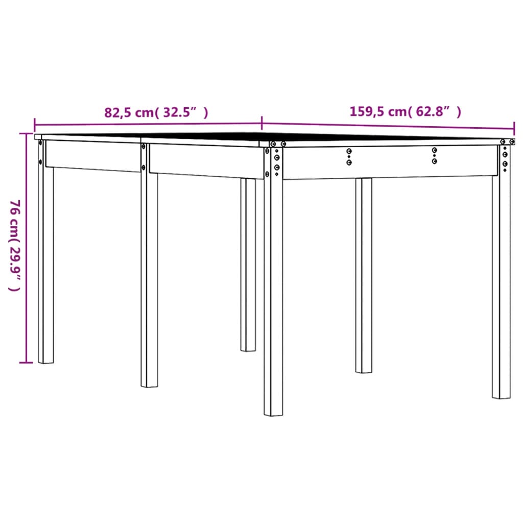 vidaXL Garden Table 159.5x82.5x76 cm Solid Wood Douglas - Brown