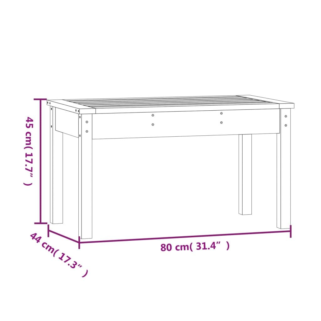vidaXL Garden Bench | Black | Solid Pine Wood | Compact | Sturdy | Garden Bench - 80 x 44 x 45 cm