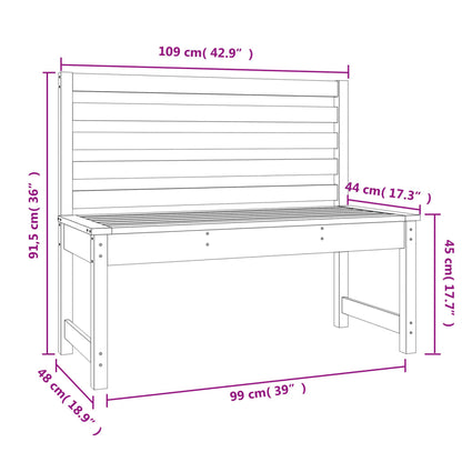 vidaXL Garden Bench 109 cm Solid Wood Pine - Brown - 109 x 48 x 91.5 cm