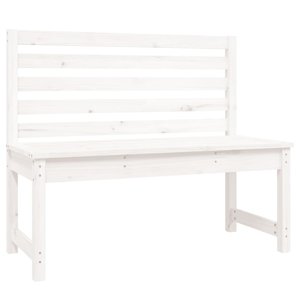 vidaXL Garden Bench White 109 cm Solid Wood Pine - 109 x 48 x 91.5 cm