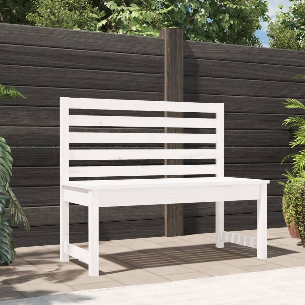 vidaXL Garden Bench White 109 cm Solid Wood Pine - 109 x 48 x 91.5 cm