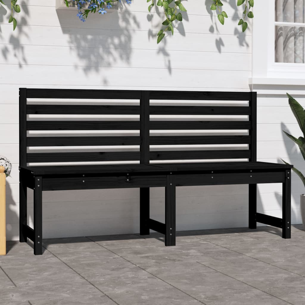 vidaXL Garden Bench Black 157.5 cm Solid Wood Pine - 157.5 x 48 x 91.5 cm