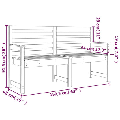 vidaXL Garden Bench 159.5x48x91.5 cm Solid Wood Pine - Brown