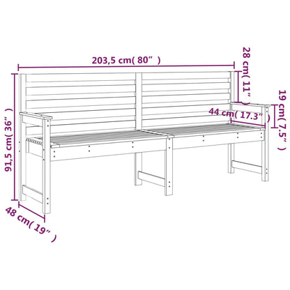 vidaXL Garden Bench 203.5x48x91.5 cm Solid Wood Pine - Brown