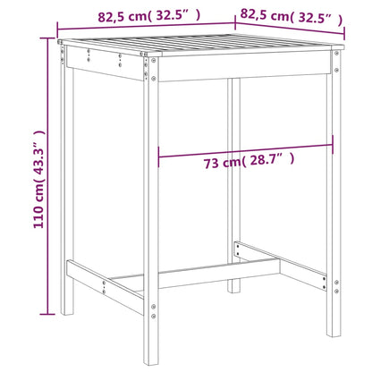 vidaXL Garden Table Black 82.5x82.5x110 cm Solid Wood Pine