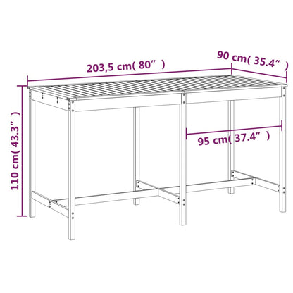 vidaXL Garden Table 203.5x90x110 cm Solid Wood Pine - Brown