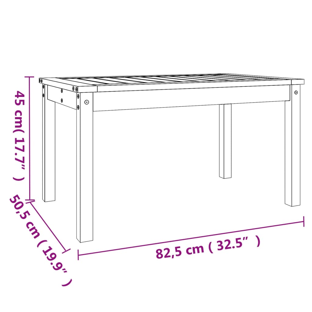 vidaXL Garden Table 82.5x50.5x45 cm Solid Wood Pine - Brown