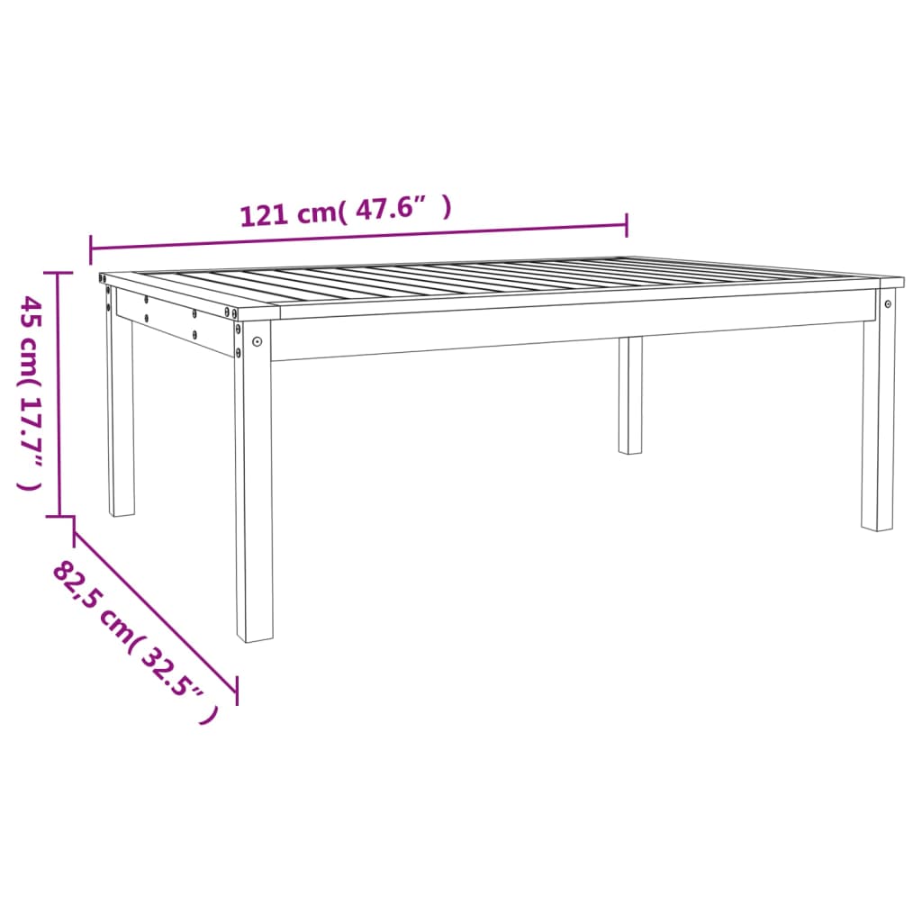 vidaXL Garden Table 121x82.5x45 cm Solid Wood Douglas - Brown