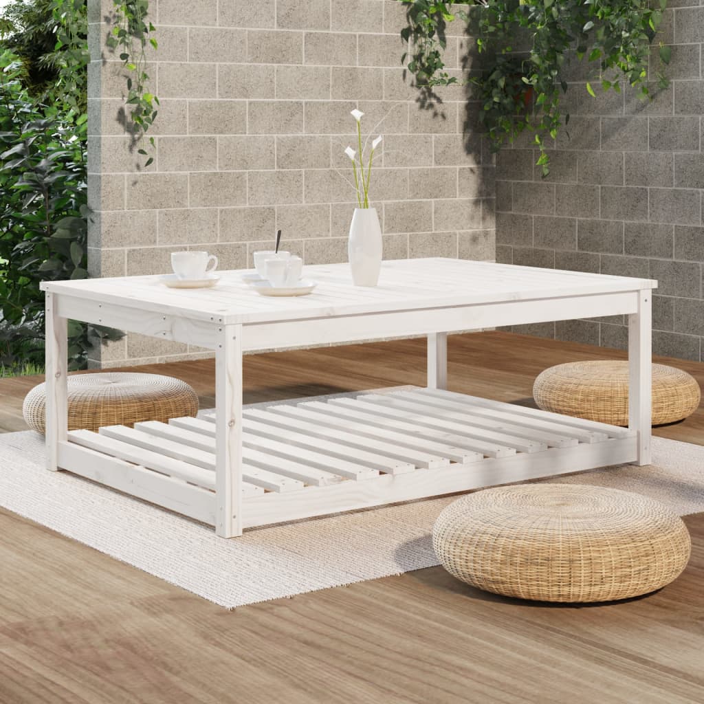 vidaXL Garden Table White 121x82.5x45 cm Solid Wood Pine - 28157