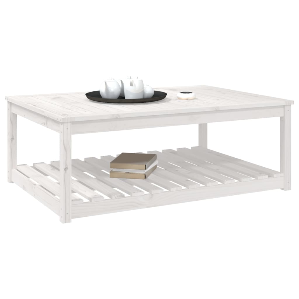 vidaXL Garden Table White 121x82.5x45 cm Solid Wood Pine - 28157