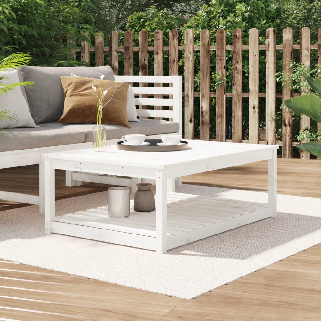 vidaXL Garden Table White 121x82.5x45 cm Solid Wood Pine - 28157