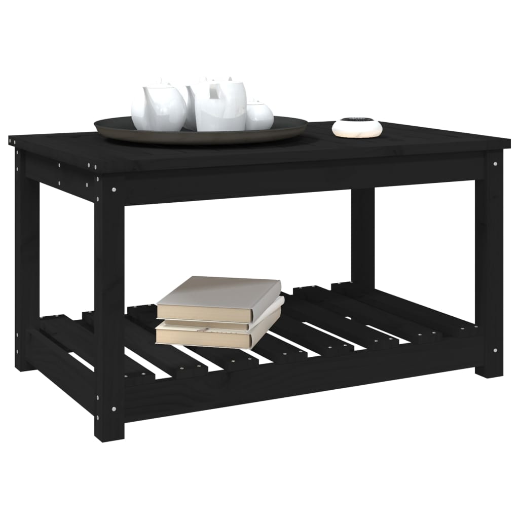 vidaXL Garden Table Black 82.5x50.5x45 cm Solid Wood Pine