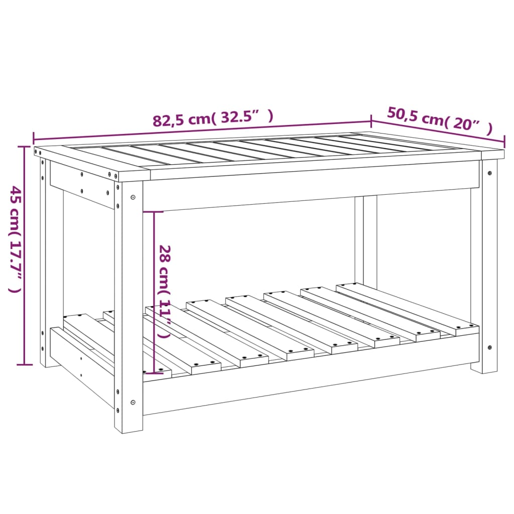 vidaXL Garden Table 82.5x50.5x45 cm Solid Wood Douglas - Brown - 28128