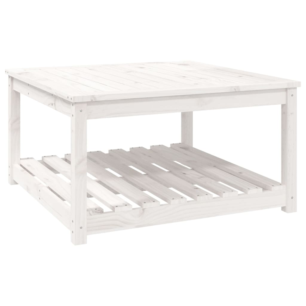 vidaXL Garden Table White 82.5x82.5x45 cm Solid Wood Pine - 28130