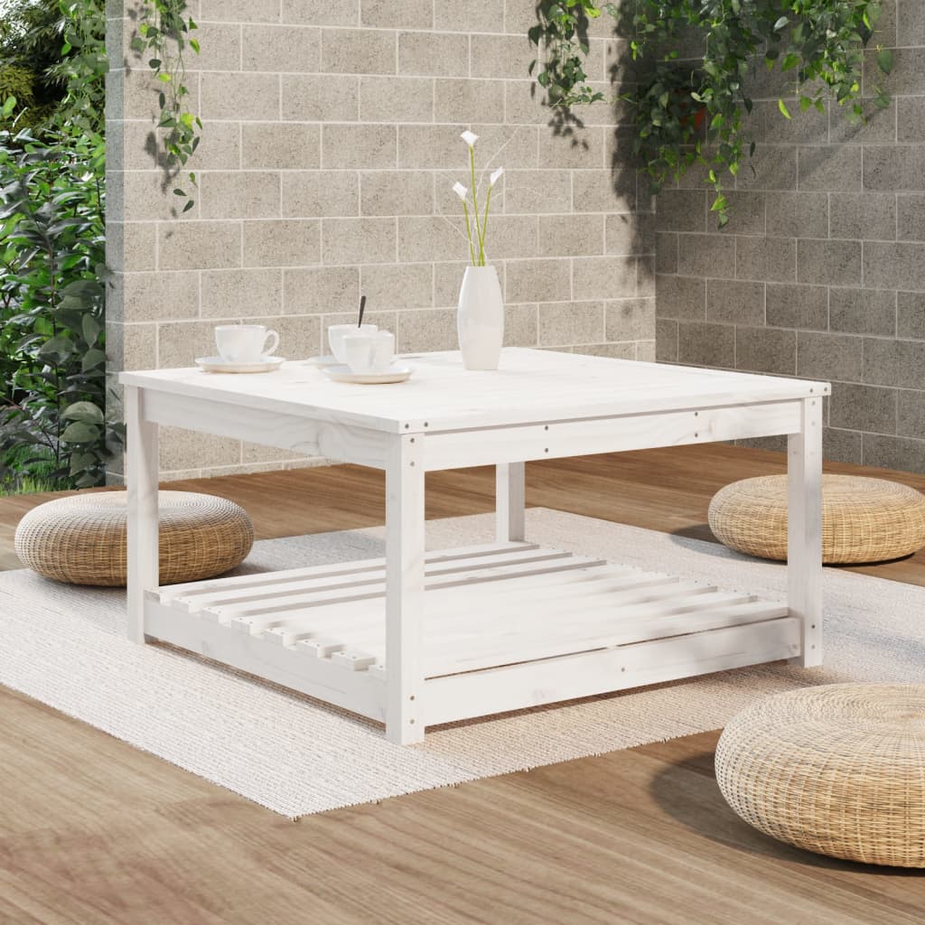 vidaXL Garden Table White 82.5x82.5x45 cm Solid Wood Pine - 28130