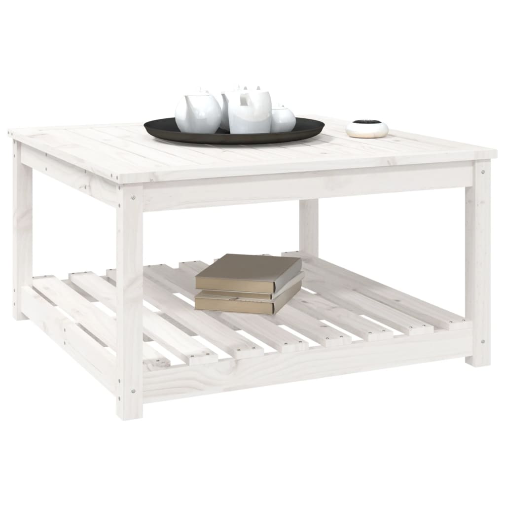 vidaXL Garden Table White 82.5x82.5x45 cm Solid Wood Pine - 28130