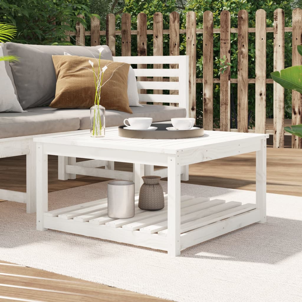vidaXL Garden Table White 82.5x82.5x45 cm Solid Wood Pine - 28130