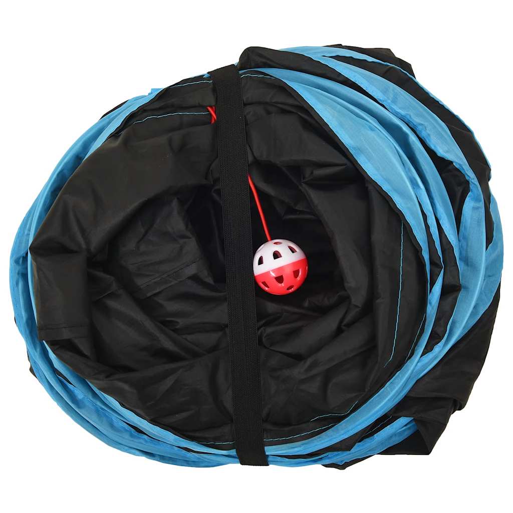 vidaXL Cat Tunnel 5-way Black and Blue 25 cm Polyester - 32183