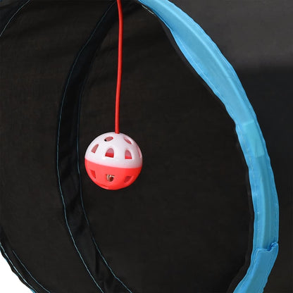 vidaXL Cat Tunnel 5-way Black and Blue 25 cm Polyester - 32183