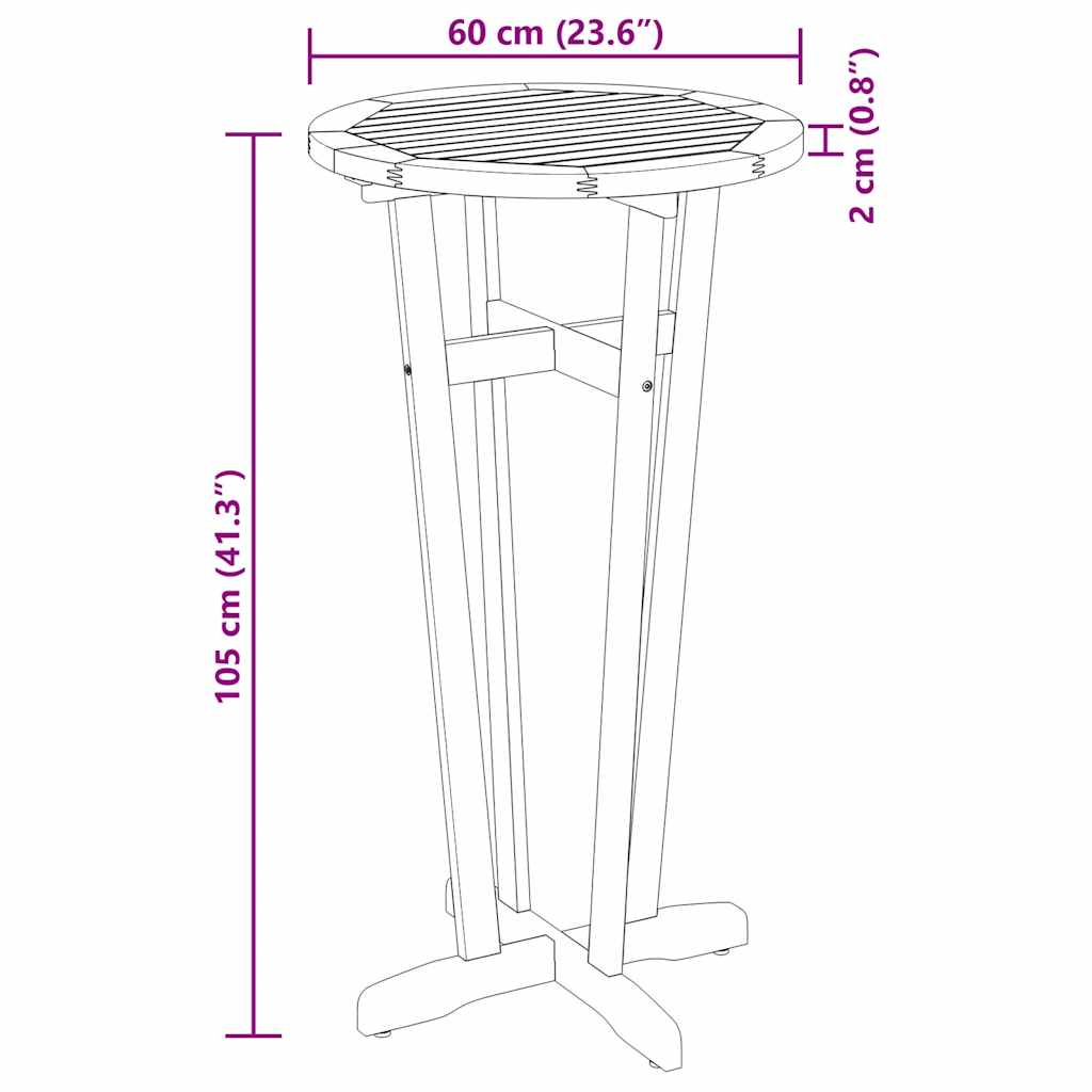 vidaXL Garden Bar Table Ø60x105 cm Solid Wood Acacia - Brown