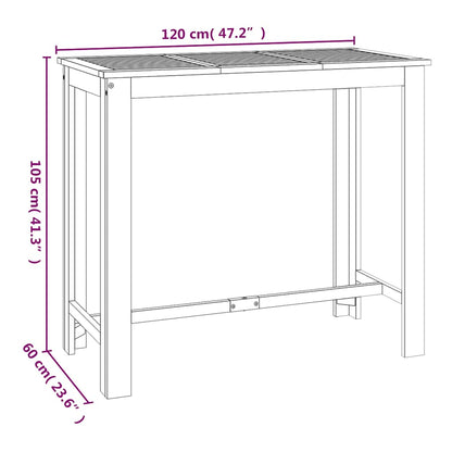 vidaXL Garden Bar Table 120x60x105 cm Solid Wood Acacia - Brown
