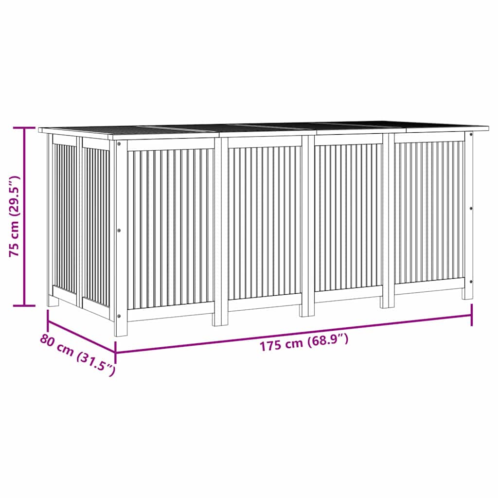 vidaXL Garden Storage Box 175x80x75 cm Solid Wood Acacia - Brown