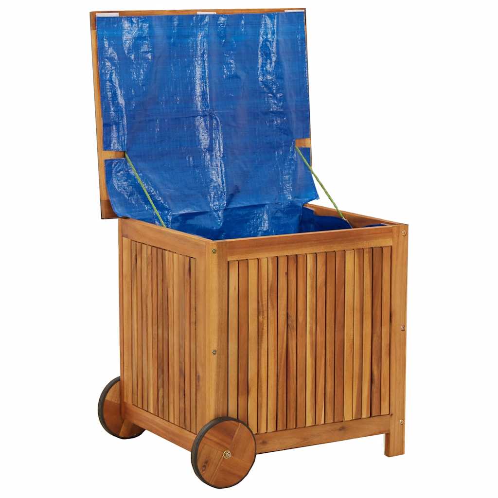 vidaXL Garden Storage Box with Wheels 60x50x58 cm Solid Wood Acacia - Brown