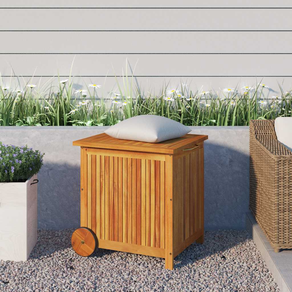 vidaXL Garden Storage Box with Wheels 60x50x58 cm Solid Wood Acacia - Brown