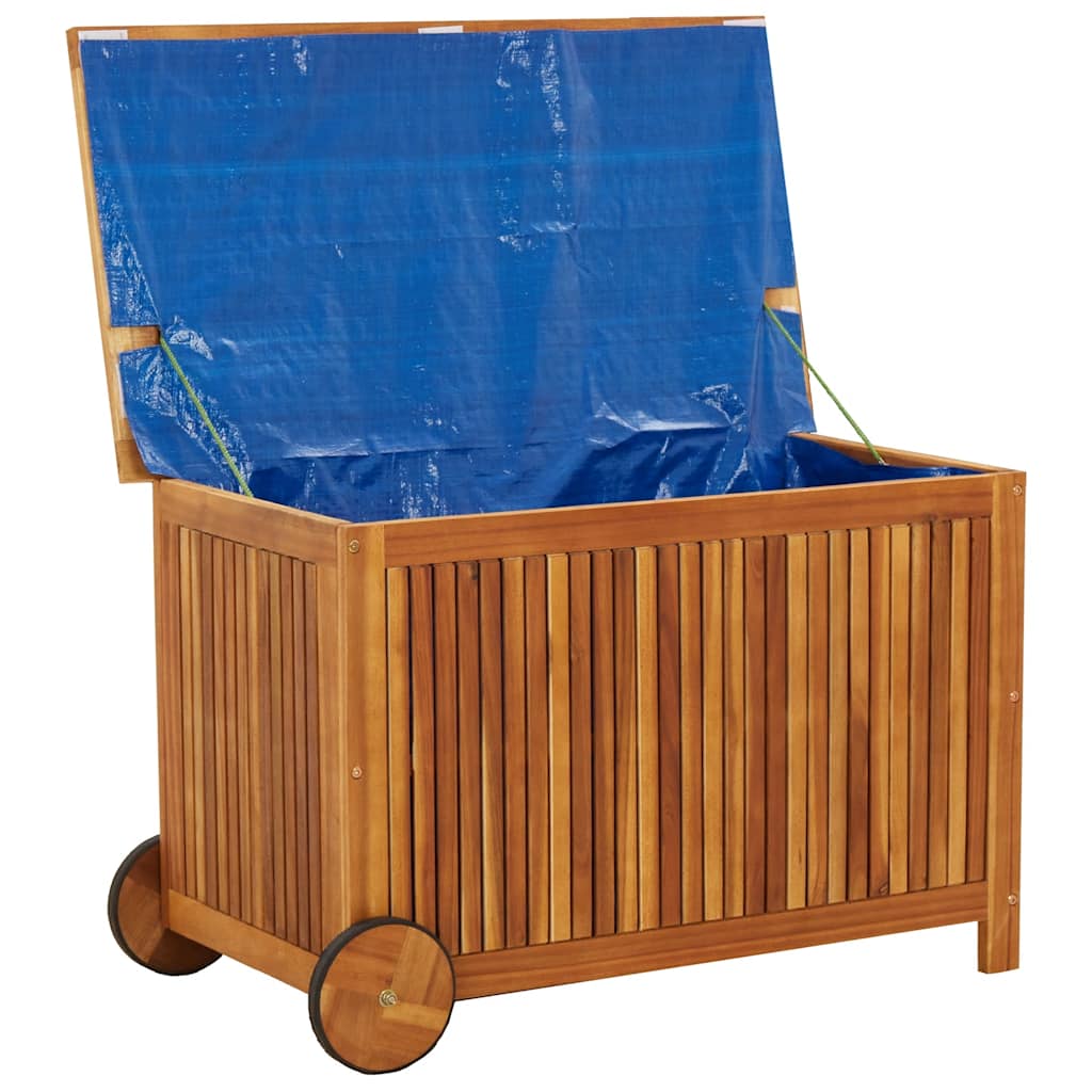 vidaXL Garden Storage Box with Wheels 90x50x58 cm Solid Wood Acacia - Brown