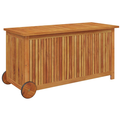 vidaXL Garden Storage Box with Wheels 113x50x58 cm Solid Wood Acacia - Brown